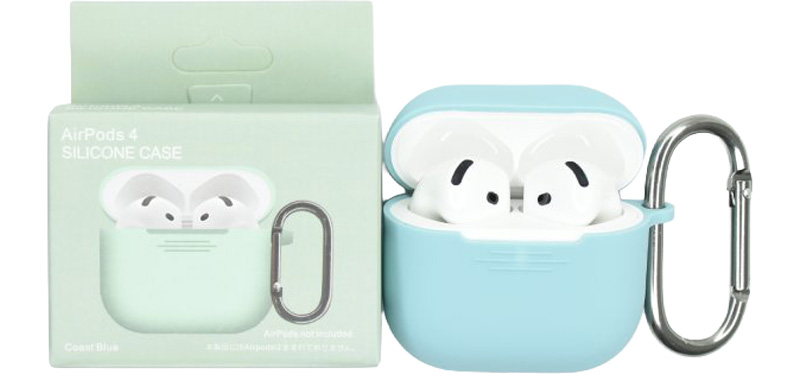 Silikonový obal s karabinou pro AirPods 4 Světle modrý